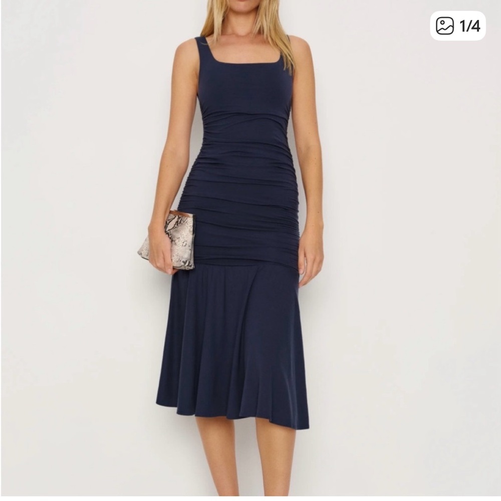 Reformation Kayla Dress Navy Blue Midi Small